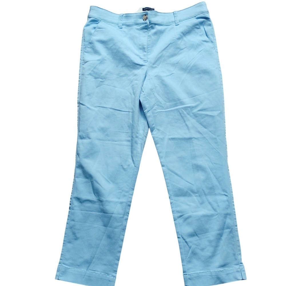 Violets & Roses Womens Cropped Chino Pants Size 10 Blue Casual Trousers-